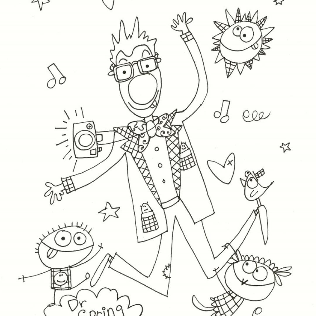 Dessin à colorier Dr Spring lunettes