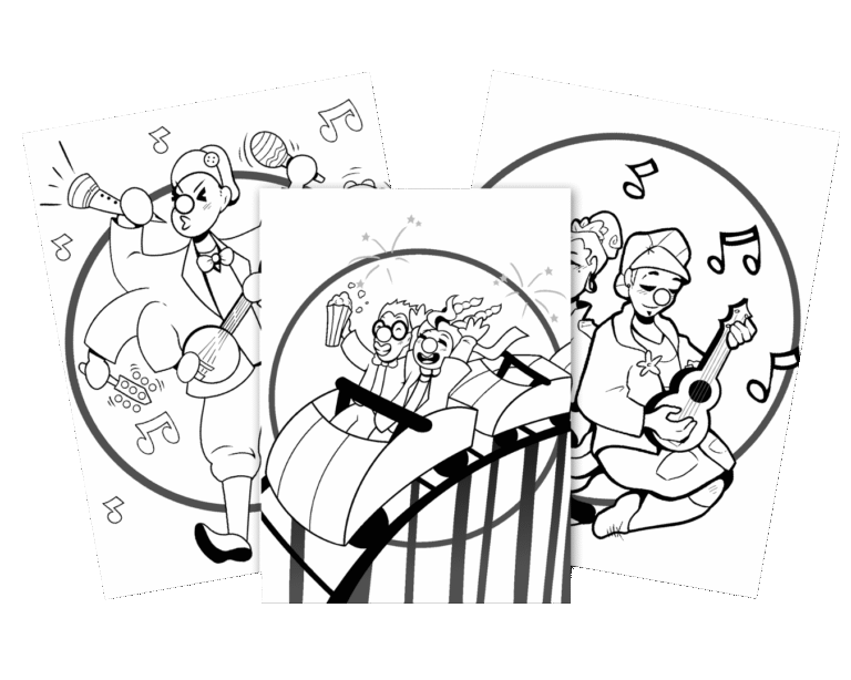 Trois illustrations à colorier balado